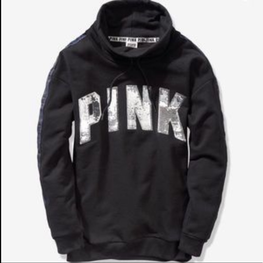 ✨✨PINK Cowl Neck Flip Bling Pullover Sweatshirt ✨✨ - Picture 2 of 11